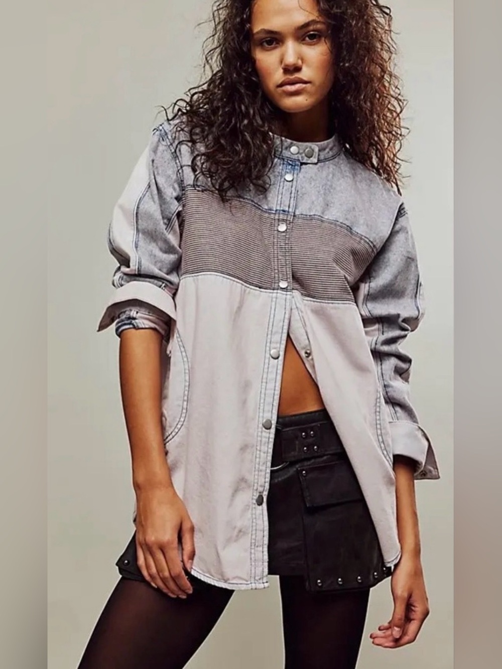 We The Free Moto Colorblock Shirt Size Medium
